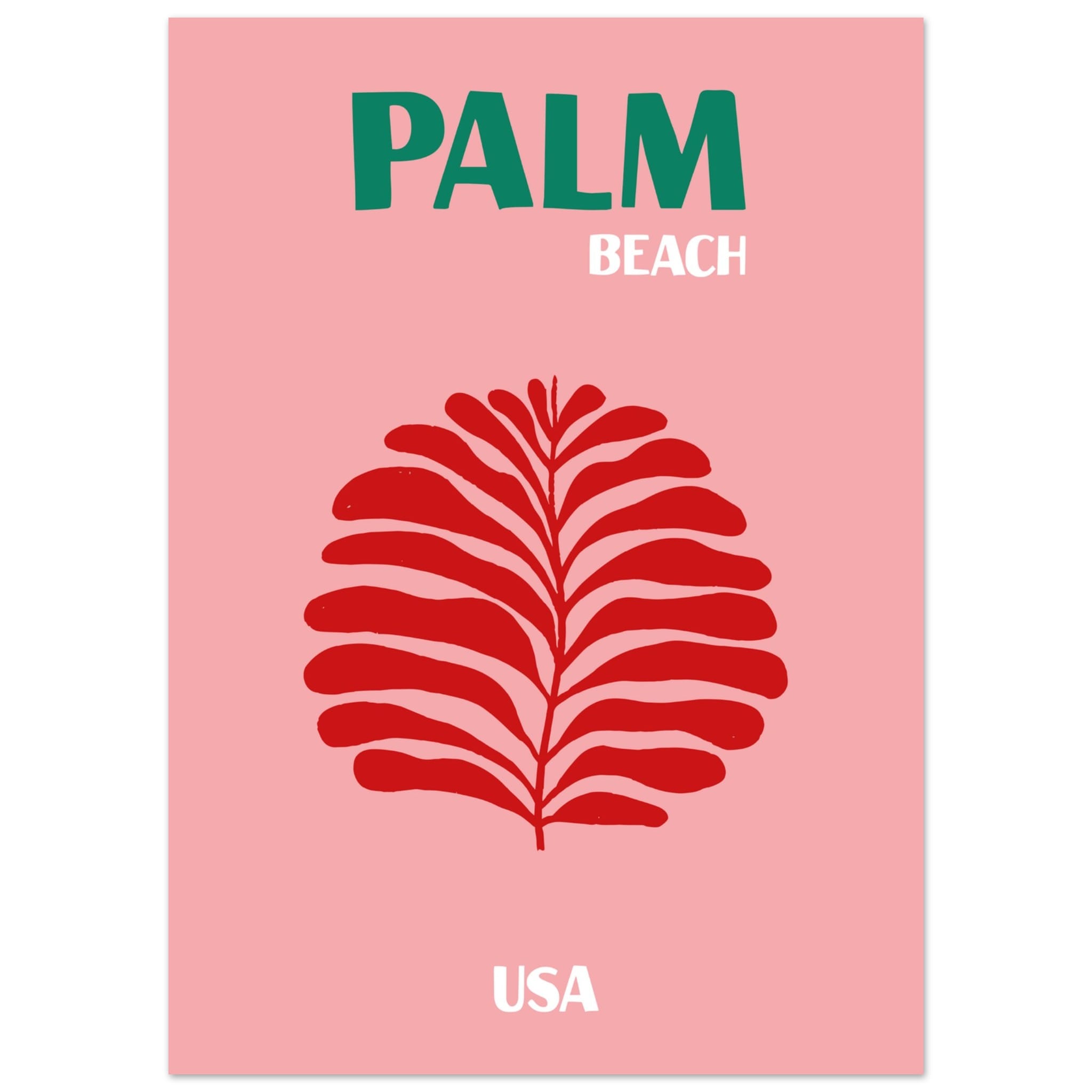 Artfulprints Poster USA - Palm Beach - 50x70 cm - Roze