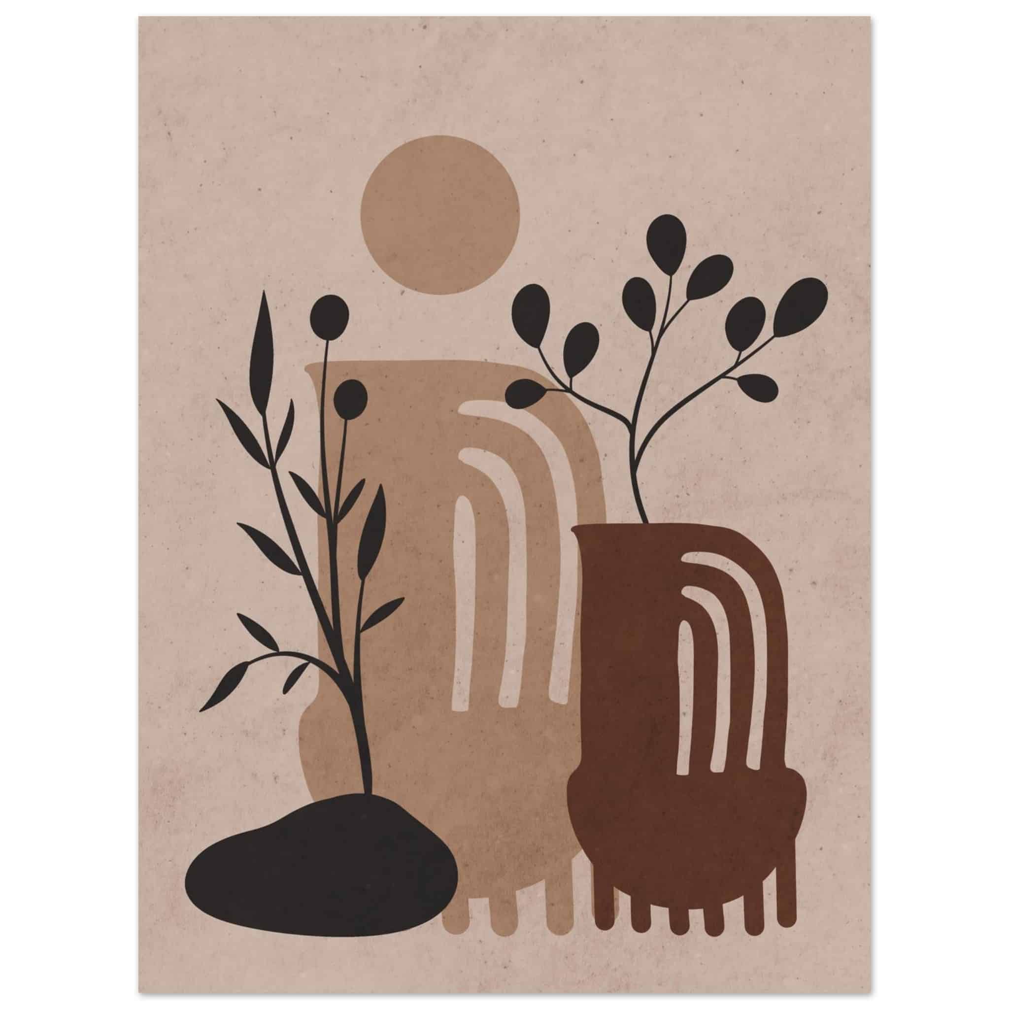 Artfulprints Poster Boho – Clay forms - 30x40 cm - Bruin