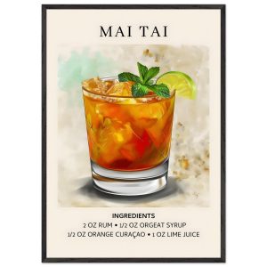 Artfulprints Poster met Lijst Mai Tai Cocktail – Ingrediënten – 70×100 Artfulprints Poster met Lijst Mai Tai Cocktail – Ingrediënten – 70×100