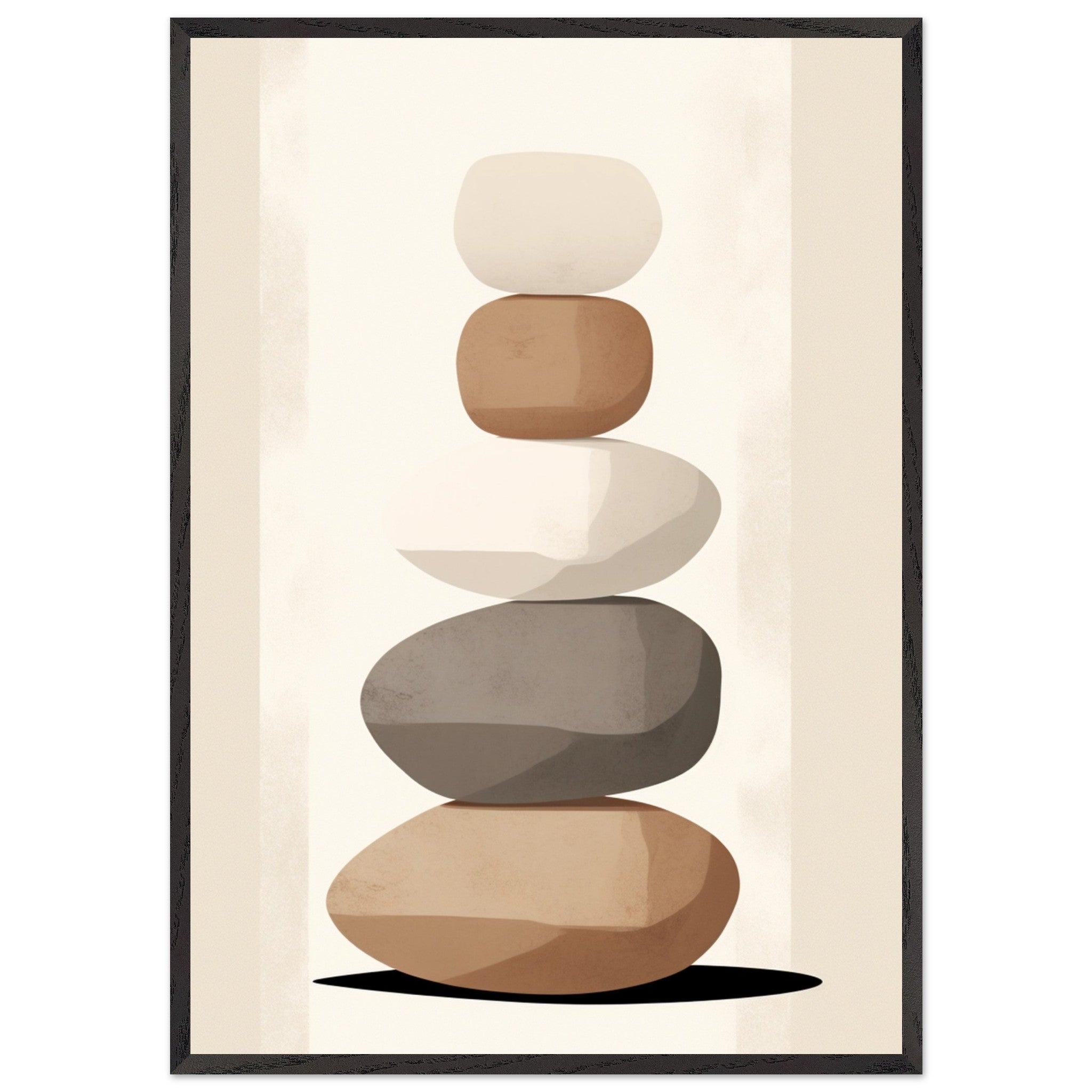 Artfulprints Poster met Lijst Stacked stones - 70x100 cm - Taupe