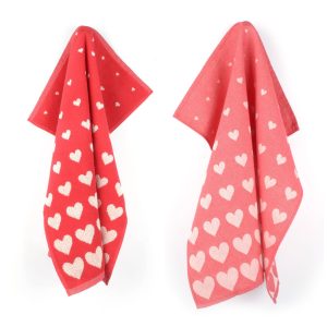 Luxe Keukendoek en Theedoek Hearts Rood Bunzlau Castle – 100% biologis Luxe Keukendoek en Theedoek Hearts Rood Bunzlau Castle – 100% biologis