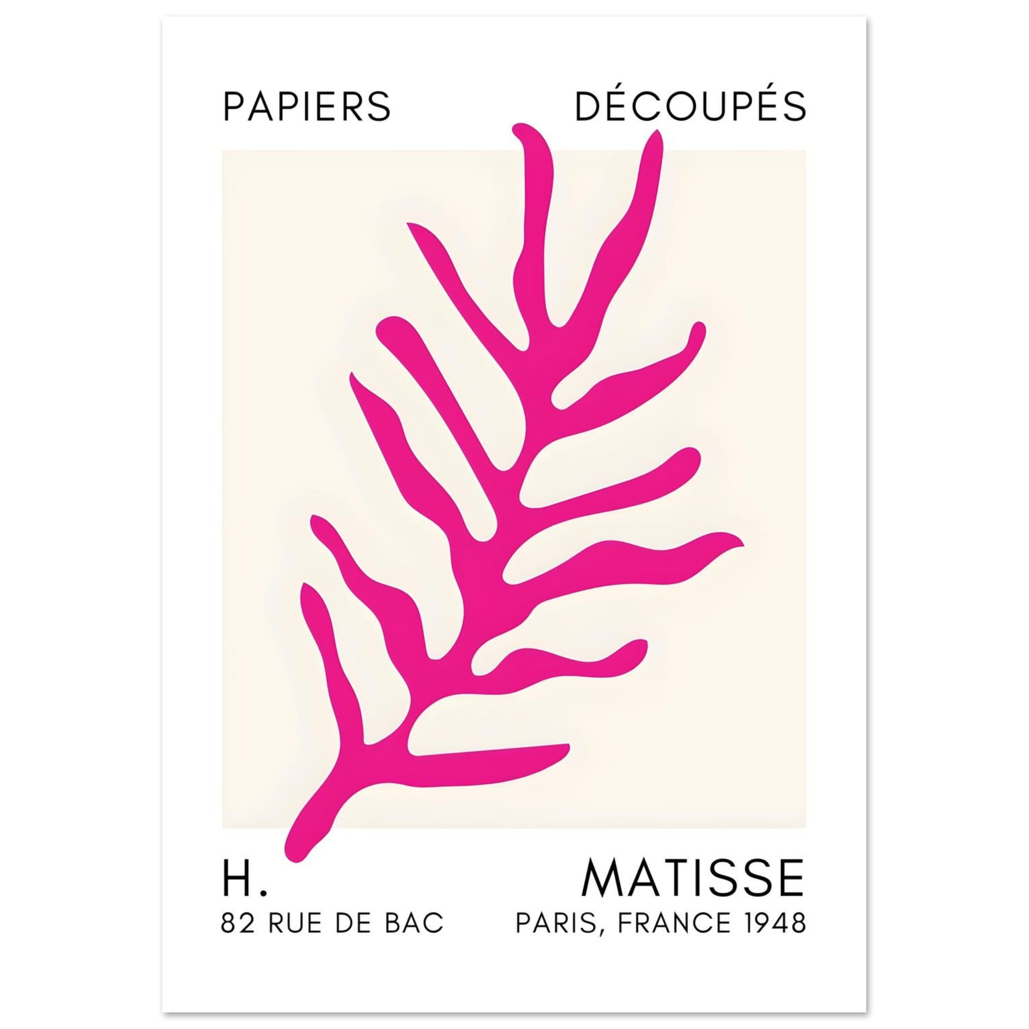 Artfulprints Poster Matisse – Ocean flora pink - A4 21x29.7 cm - Roze
