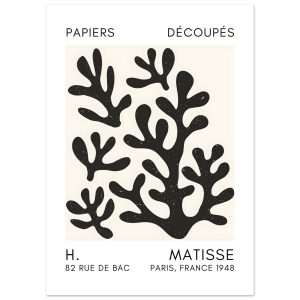 Artfulprints Poster Matisse – Coral shadows black – 50×70 cm – Zwart