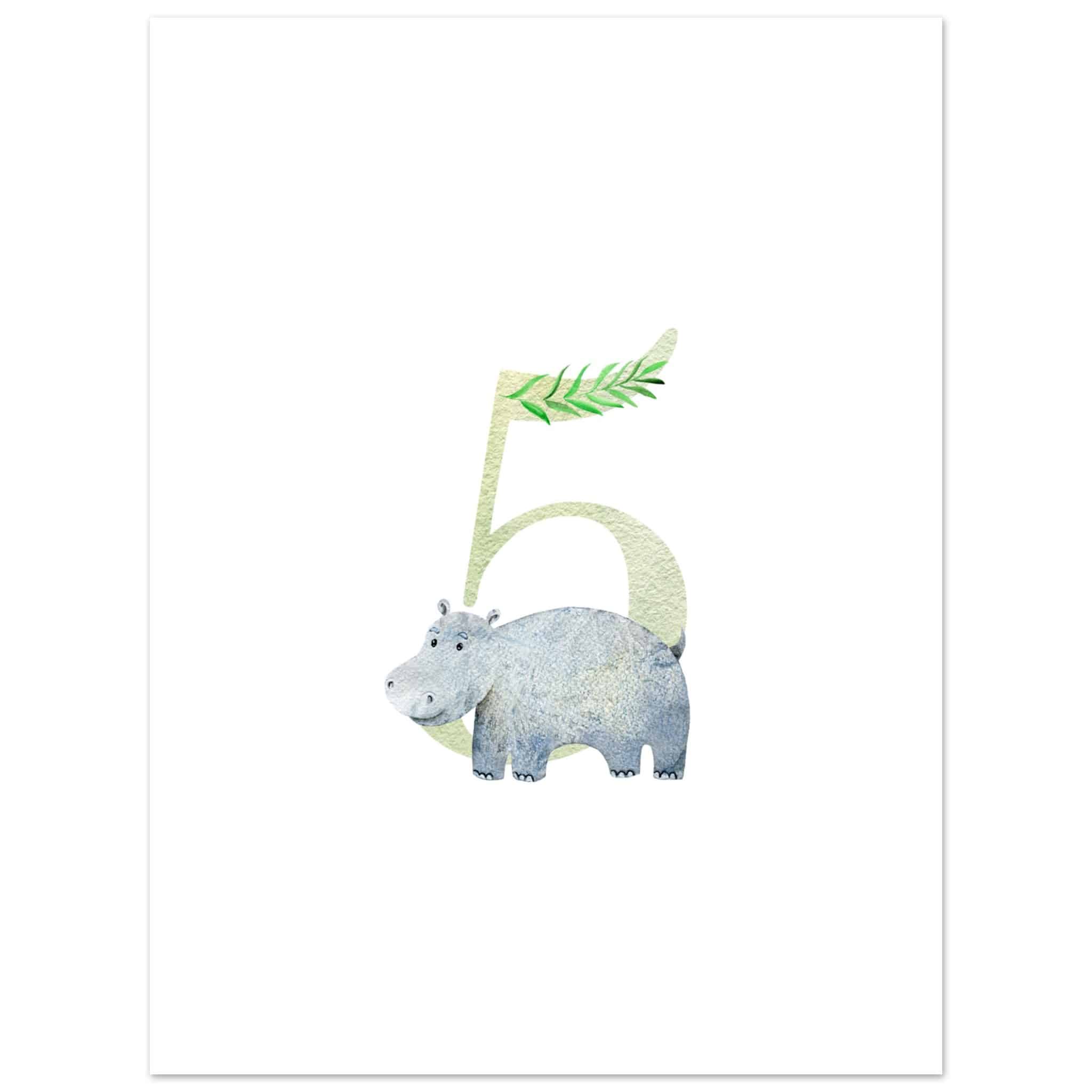 Artfulprints Poster Cijfer 5 kinderkamer - 30x40 cm - Meerkleurig