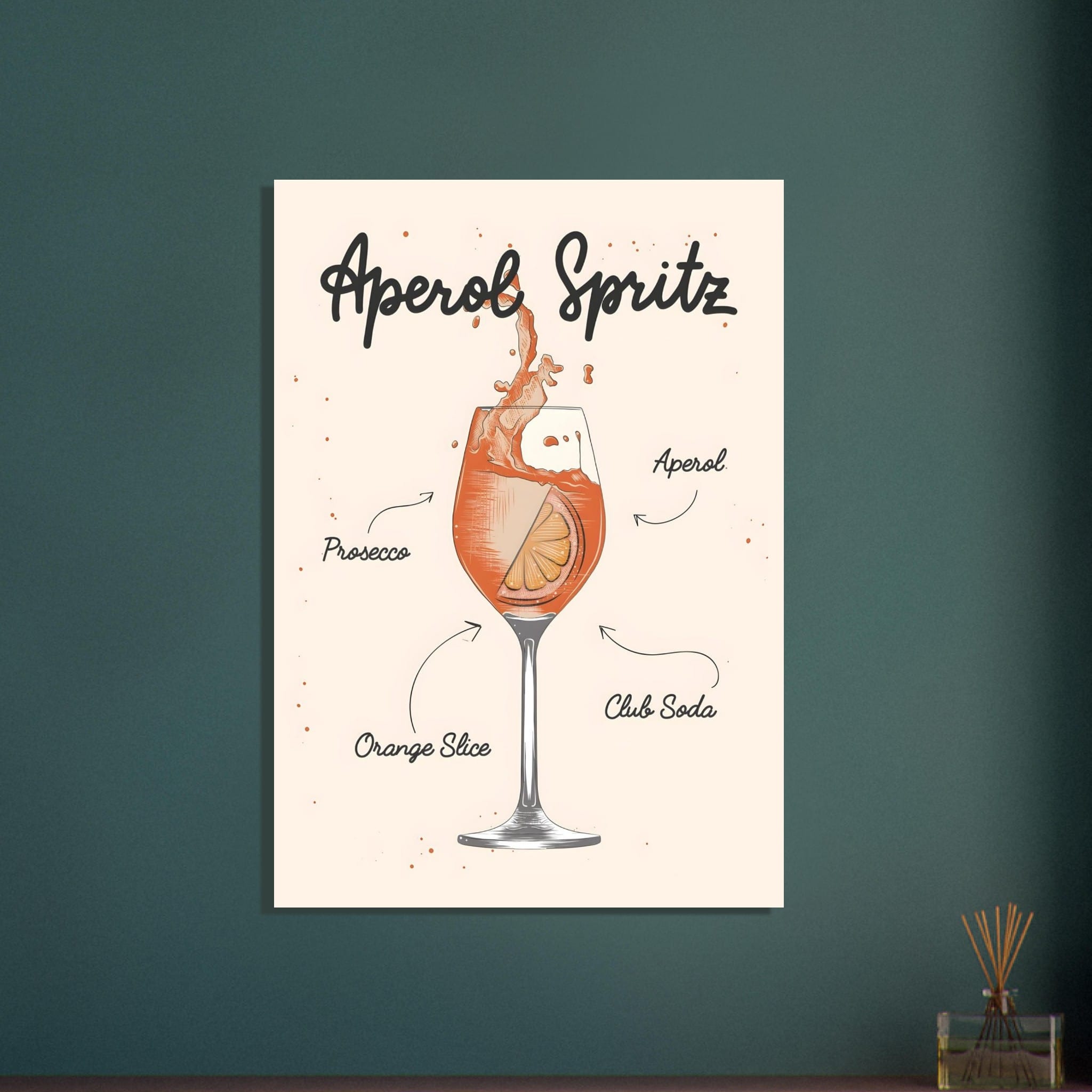 Artfulprints Aperol Spritz cocktail II – Illustratie poster 70x100 cm