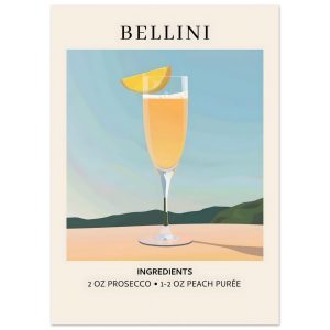 Artfulprints Poster Bellini cocktail – Ingrediënten – 50×70 cm – Geel Artfulprints Poster Bellini cocktail – Ingrediënten – 50×70 cm – Geel