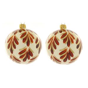 Dagmara kerstbal – glas – set van 2 – met bruine takmotieven Dagmara kerstbal – glas – set van 2 – met bruine takmotieven