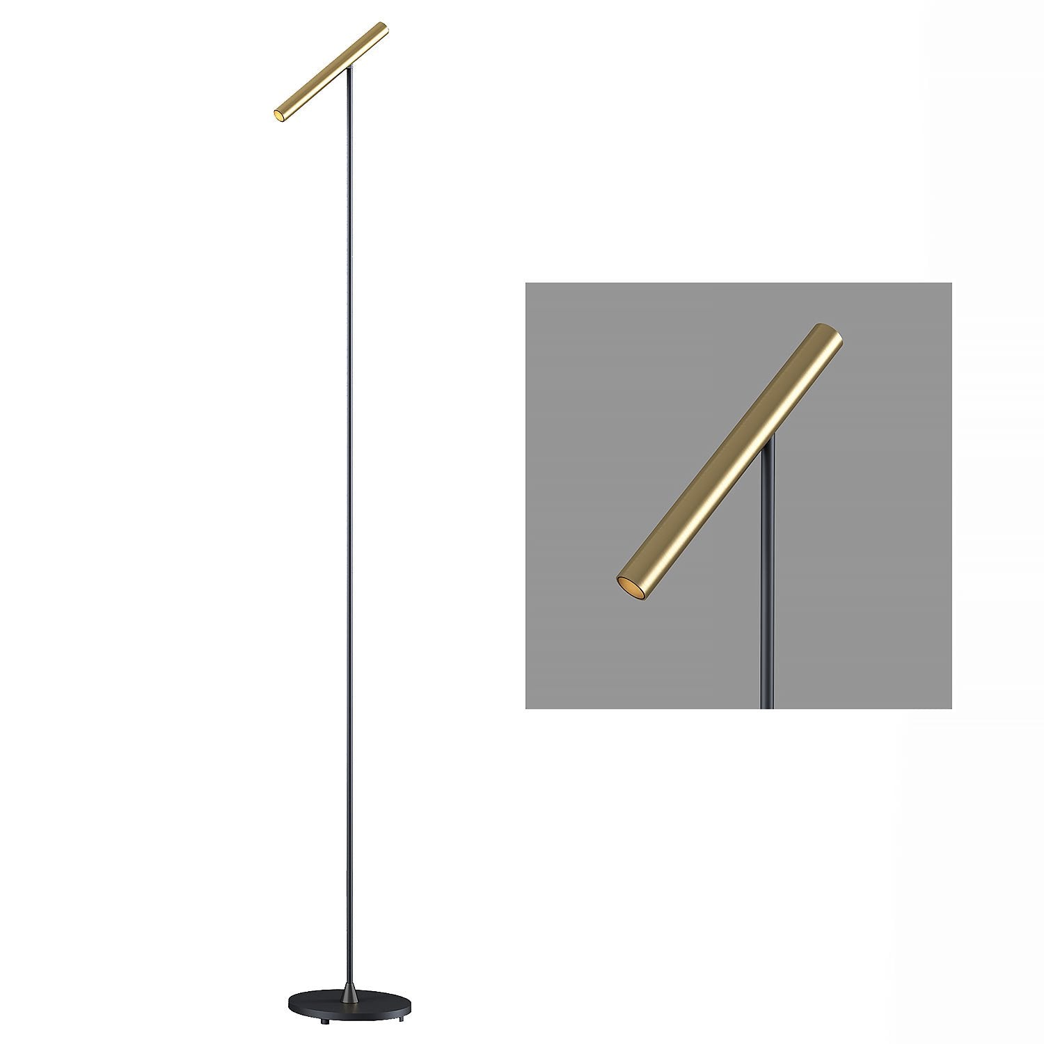 Artdelight vloerlamp Kansas - 1 lichts - 25 x 140 cm - zwart mat goud