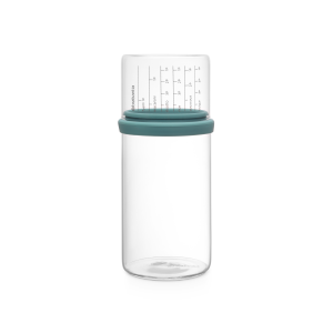 Brabantia Glazen voorraadbus met maatbeker, 1 liter – Mint Brabantia Glazen voorraadbus met maatbeker, 1 liter – Mint