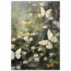 Artfulprints Poster Butterflies in flowerfield – A4 21×29.7 cm – Donke