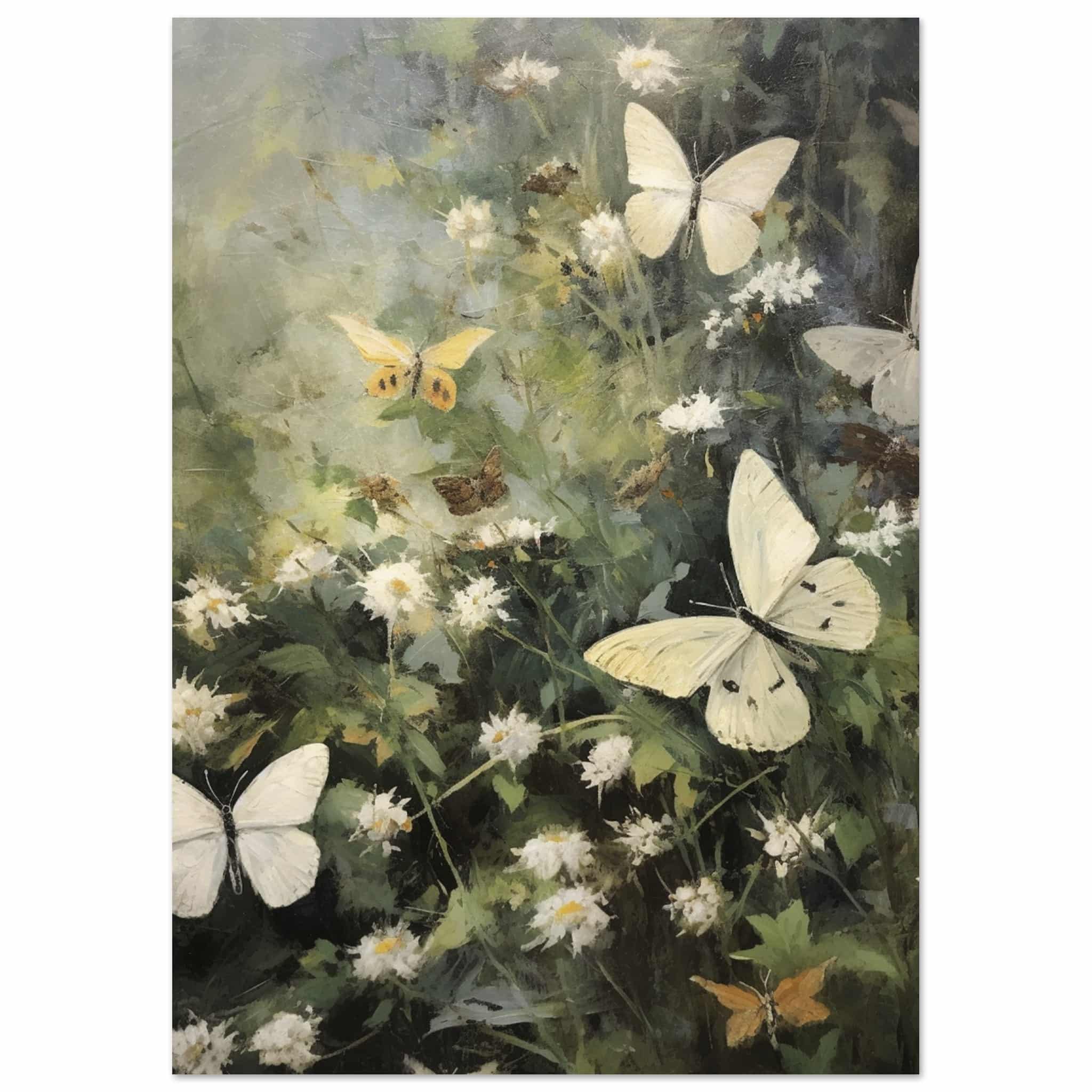 Artfulprints Poster Butterflies in flowerfield - A4 21x29.7 cm - Donke