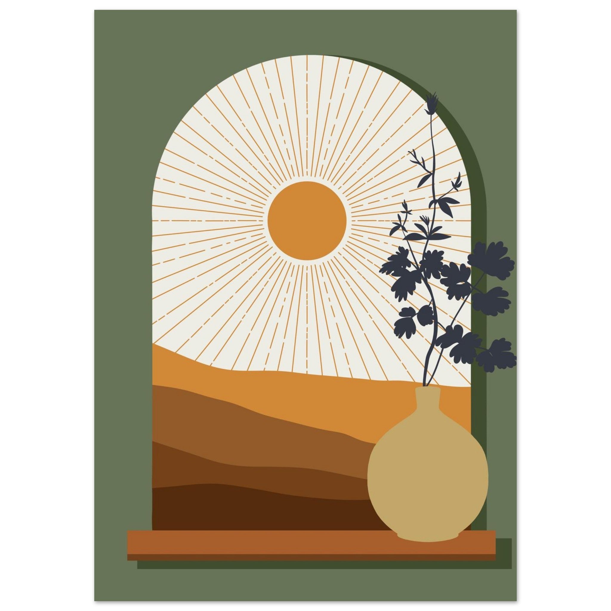 Artfulprints Poster Boho – Sunset window - 50x70 cm - Bruin