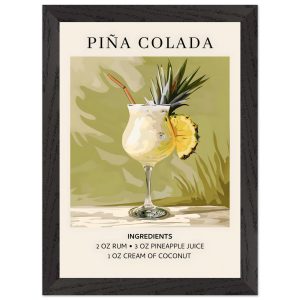 Artfulprints Poster met Lijst Piña Colada cocktail – Ingrediënten – A4 Artfulprints Poster met Lijst Piña Colada cocktail – Ingrediënten – A4