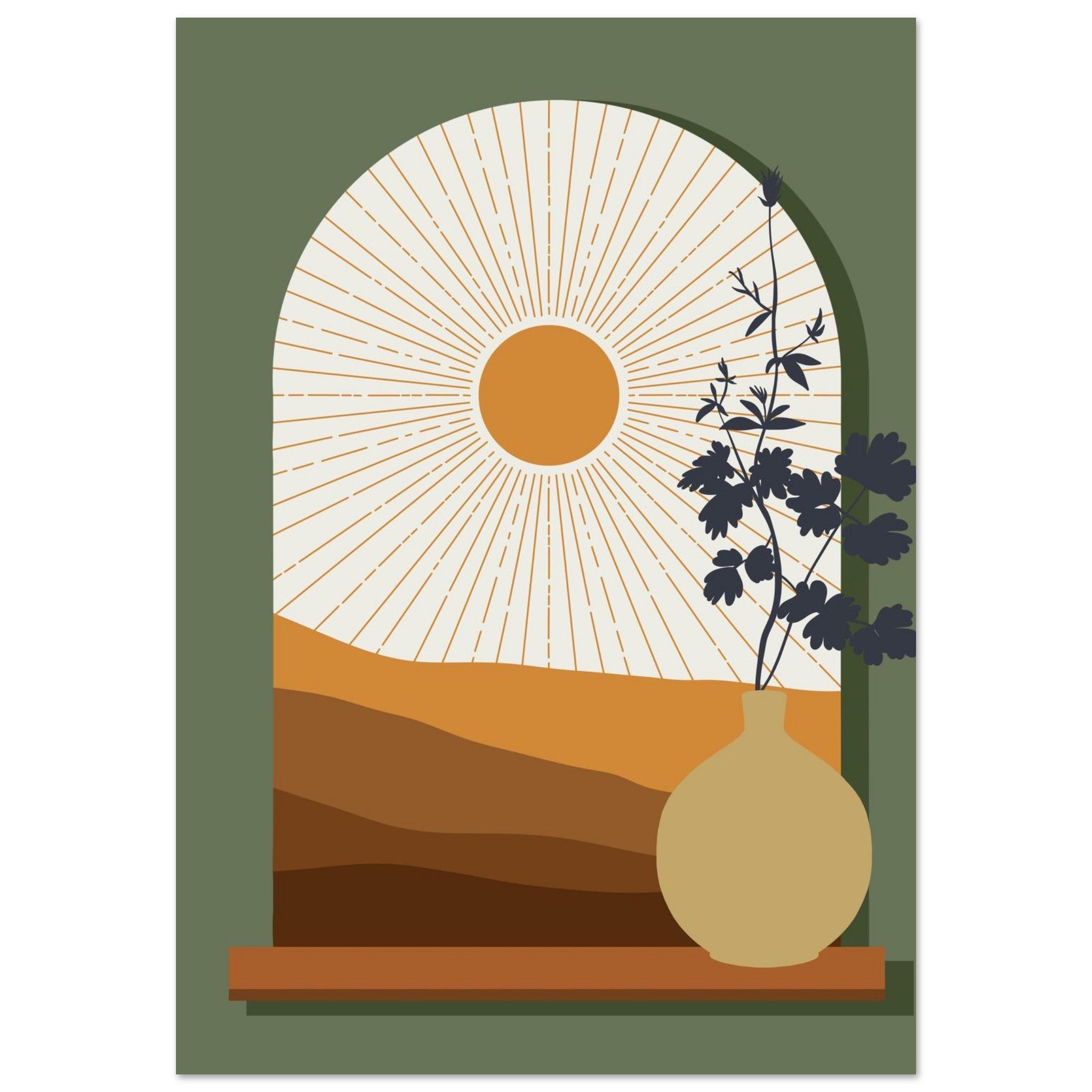 Artfulprints Poster Boho – Sunset window - 70x100 cm - Bruin