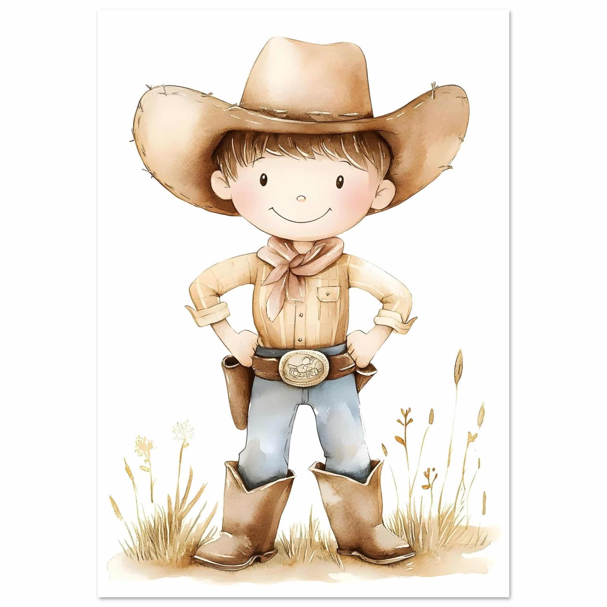 Artfulprints Poster Avontuurlijke cowboy - 70x100 cm - Bruin