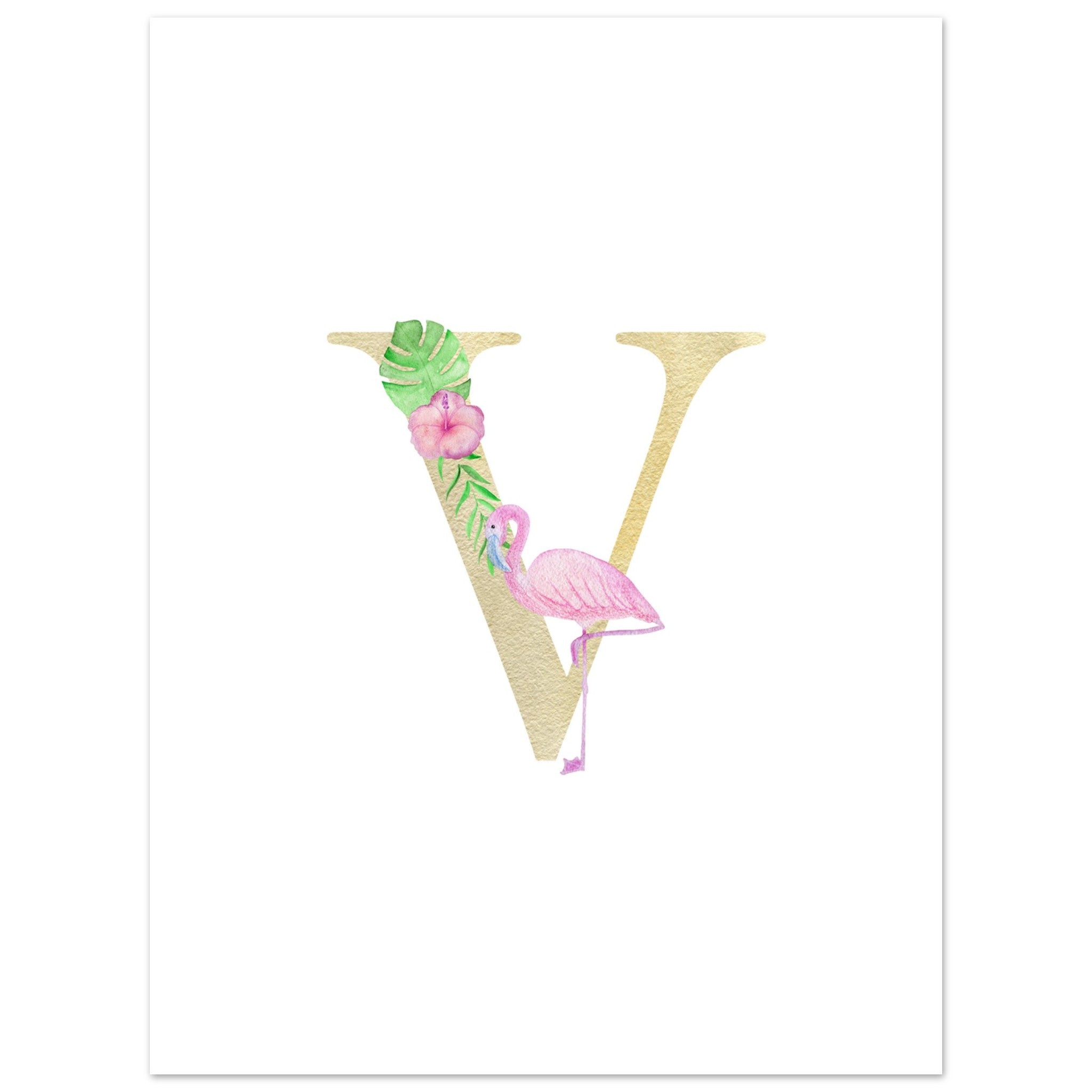 Artfulprints Poster Letter V kindernaam - 30x40 cm - Meerkleurig
