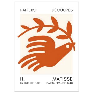 Artfulprints Poster Matisse – Peace dove orange – 50×70 cm – Oranje