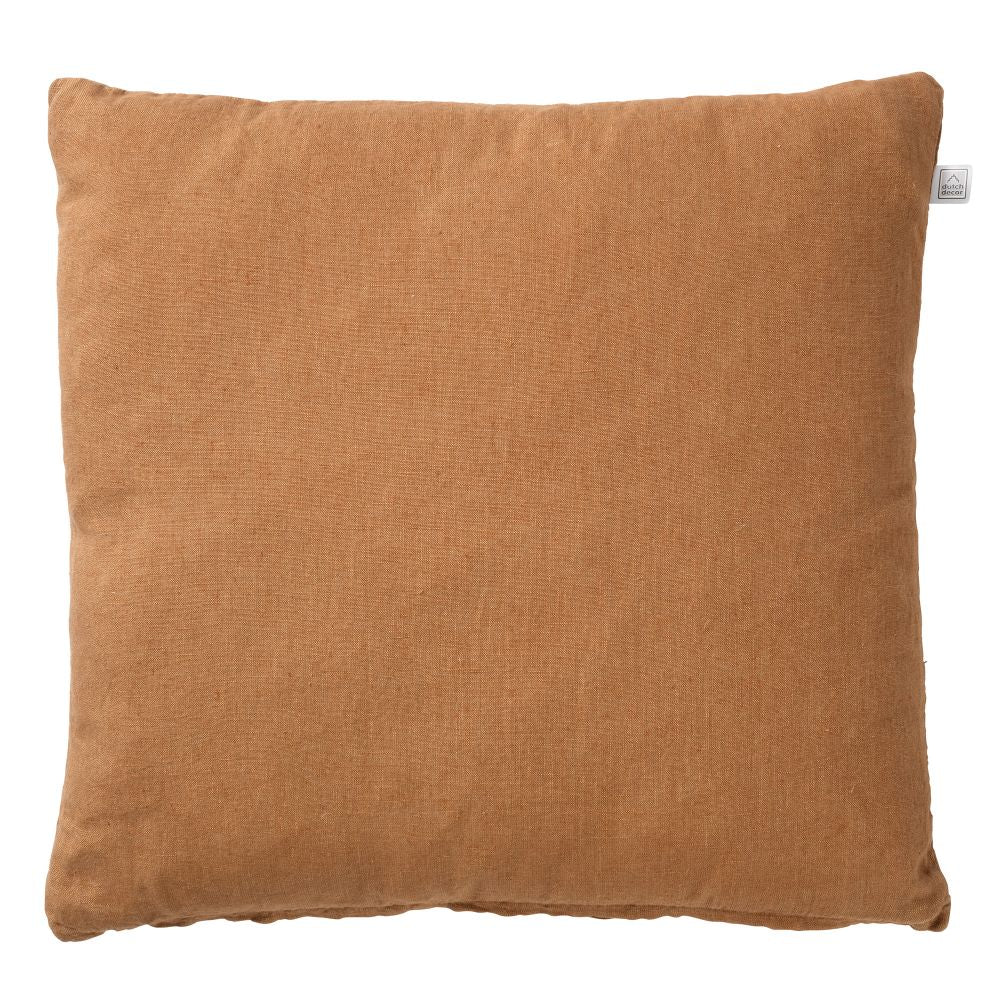 LINN - sierkussen 45x45 cm - 100% linnen - effen kleur - Tobacco Brown