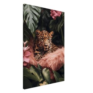Artfulprints Canvas Tropical leopard canvas – 60×90 cm – Groen Artfulprints Canvas Tropical leopard canvas – 60×90 cm – Groen
