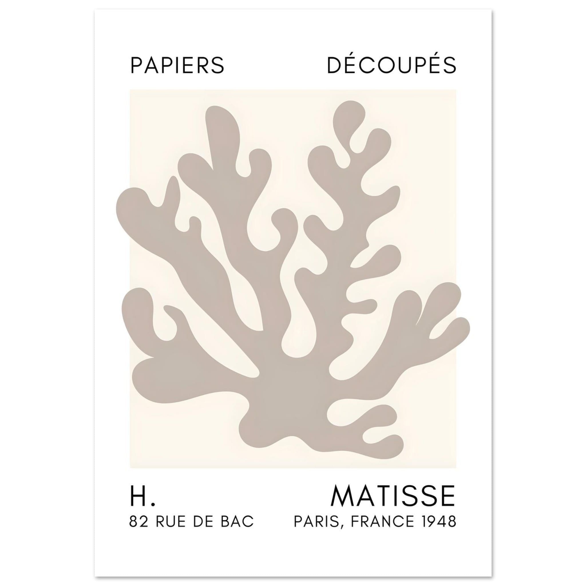 Artfulprints Poster Matisse – Saltflower shapes grey - 70x100 cm - Gri
