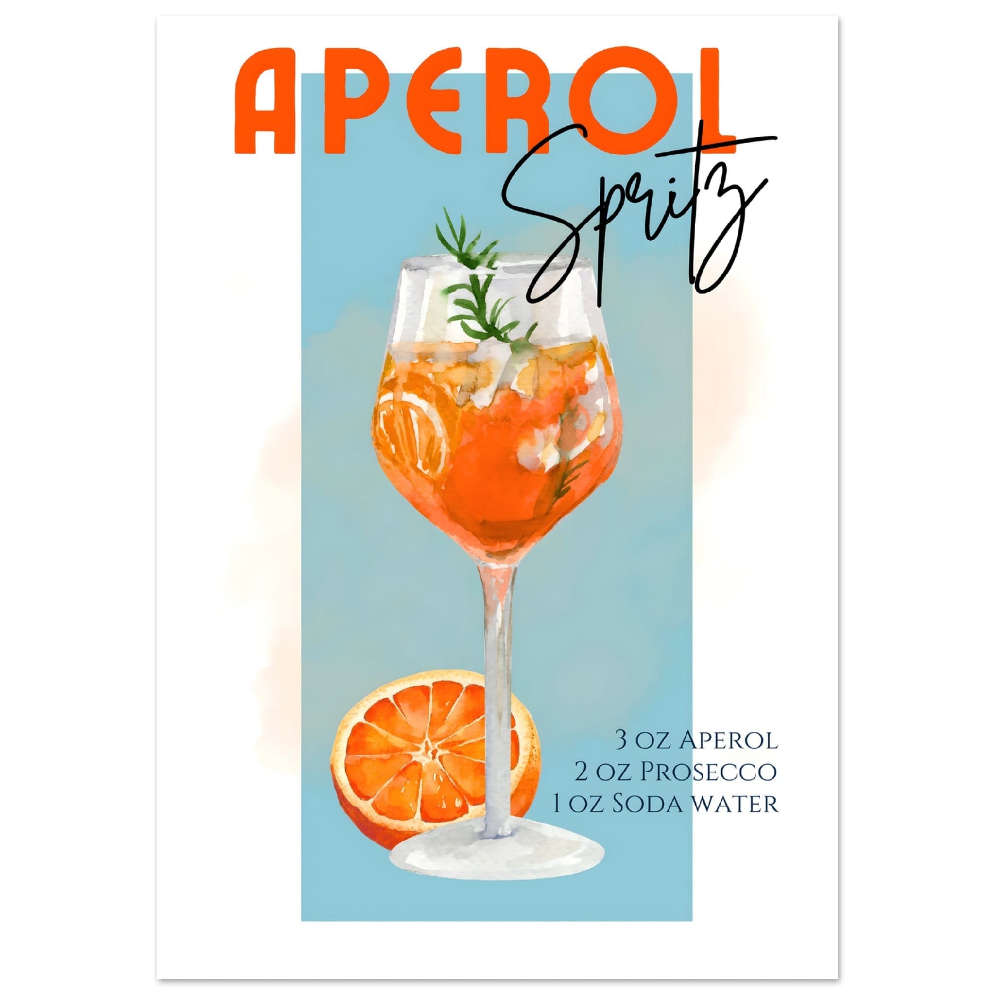 Artfulprints Poster Aperol Spritz - Blue - A4 21x29.7 cm - Blauw