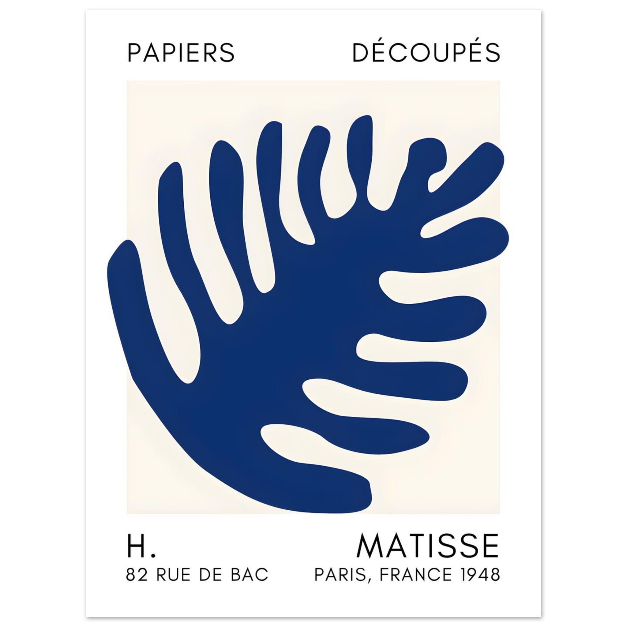 Artfulprints Poster Matisse – Coral bloom navy blue II - 30x40 cm - Bl
