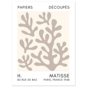 Artfulprints Poster Matisse – Coral shadows grey – 30×40 cm – Grijs