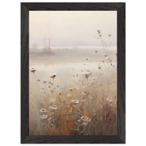 Artfulprints Poster met Lijst Foggy flowerfield 1 – A4 21×29.7 cm – Ta