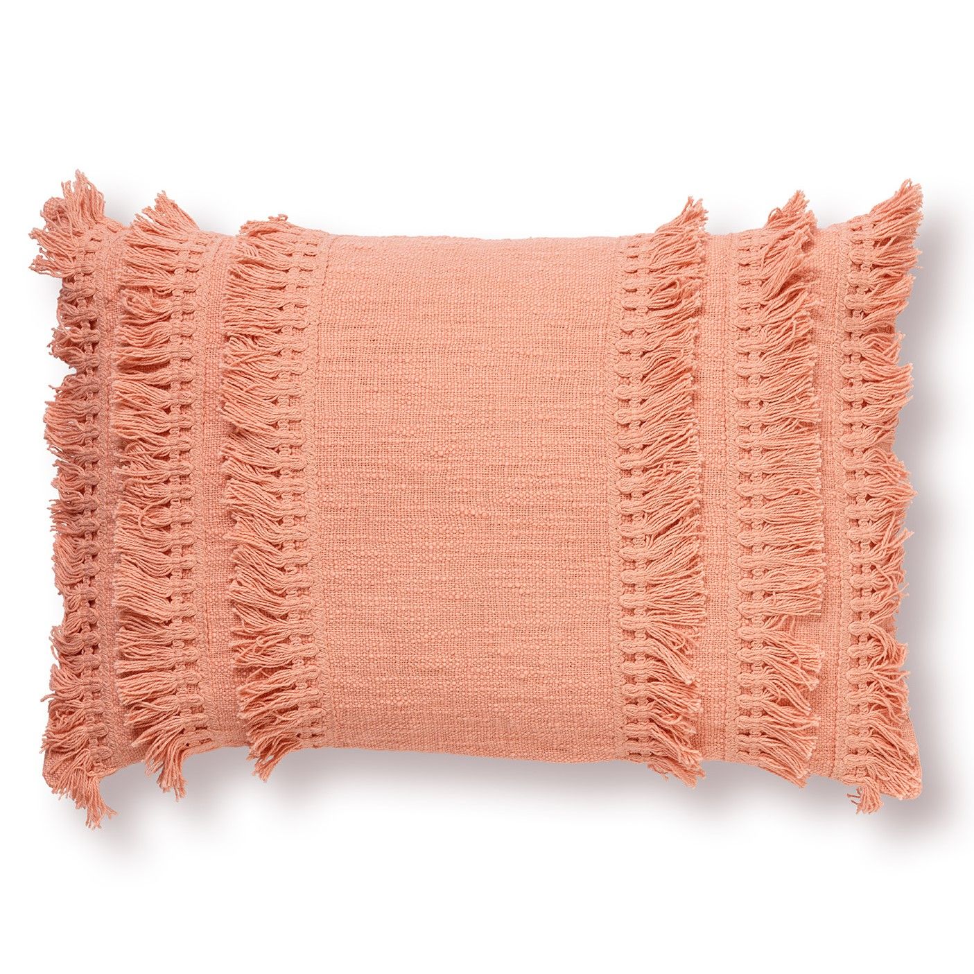 FARA - Sierkussen 40x60 cm - 100% katoen - met franjes - Muted Clay -