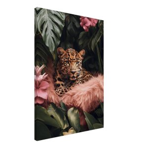 Artfulprints Canvas Tropical leopard canvas – 50×70 cm – Groen Artfulprints Canvas Tropical leopard canvas – 50×70 cm – Groen