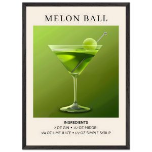Artfulprints Poster met Lijst Melon Ball cocktail – Ingrediënten – 50x Artfulprints Poster met Lijst Melon Ball cocktail – Ingrediënten – 50x