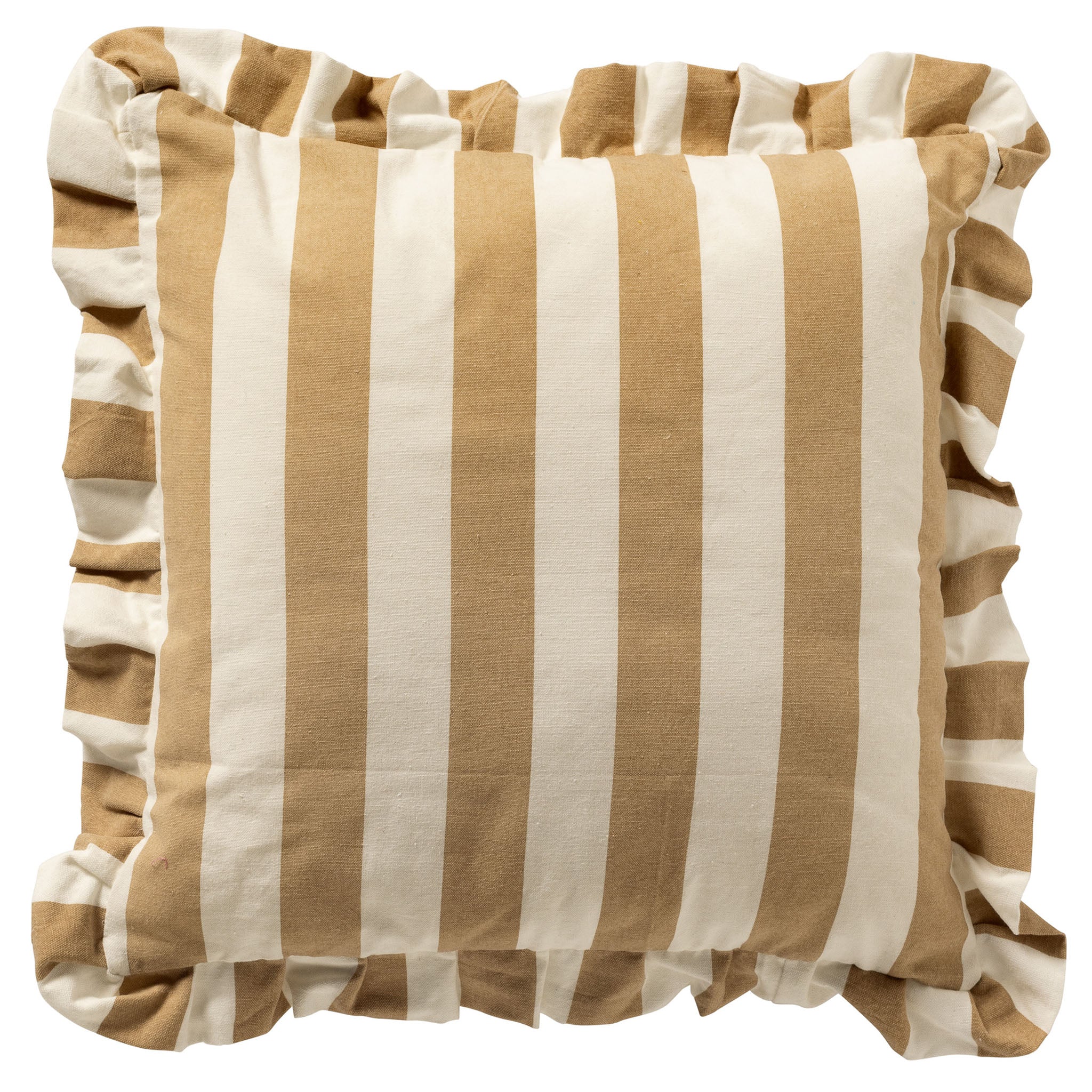 BELLA - kussenhoes 45x45 cm - gestreept - ruches - Irish Cream - beige
