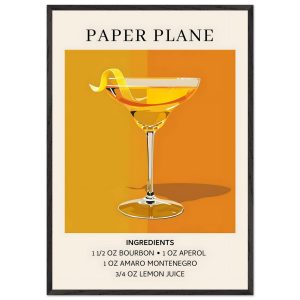 Artfulprints Poster met Lijst Paper Plane cocktail – Ingredients – 70x Artfulprints Poster met Lijst Paper Plane cocktail – Ingredients – 70x