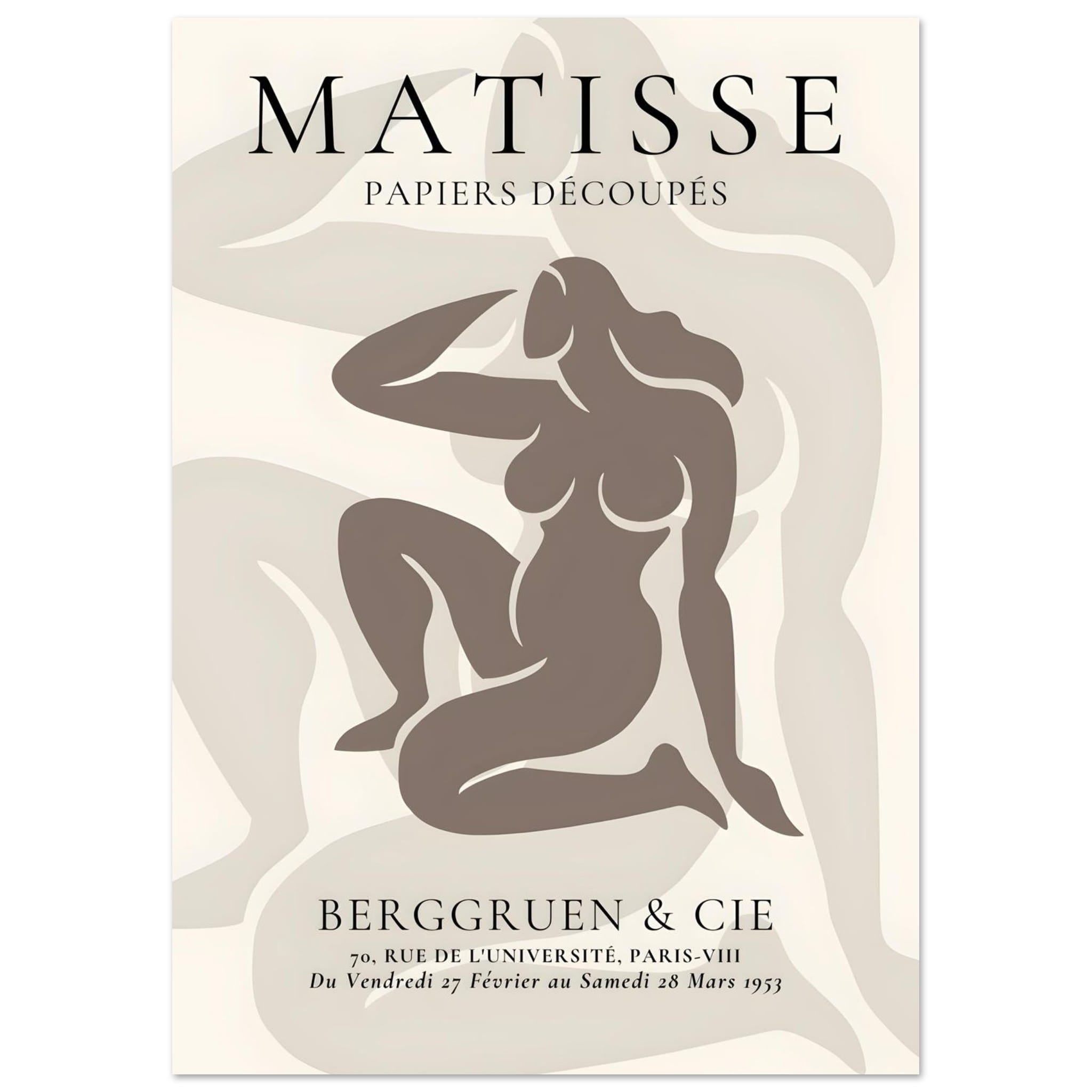 Artfulprints Poster Matisse - Shapes of her - A4 21x29.7 cm - Taupe