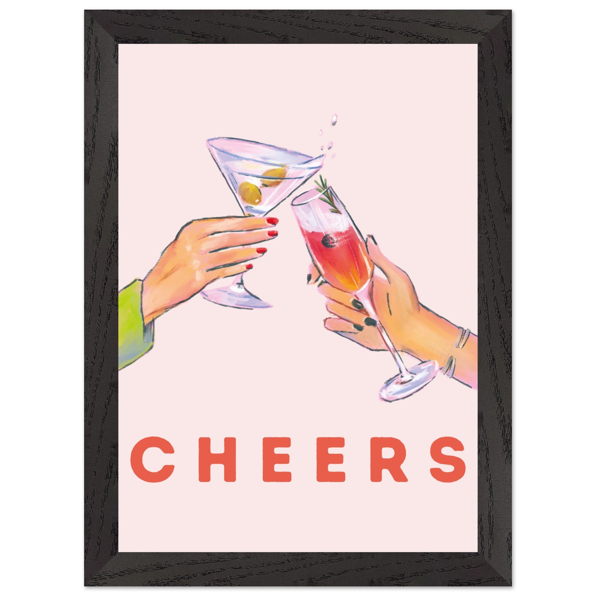 Artfulprints Poster met Lijst Cheers with cocktails - A4 21x29.7 cm -