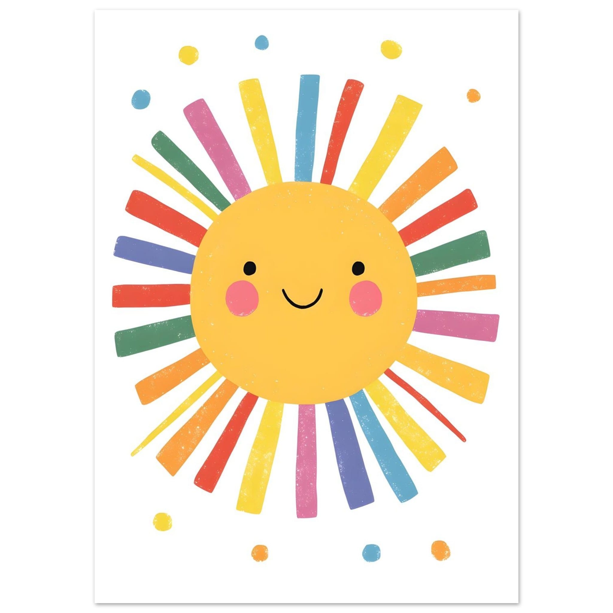 Artfulprints Poster Vrolijke zon - 50x70 cm - Geel