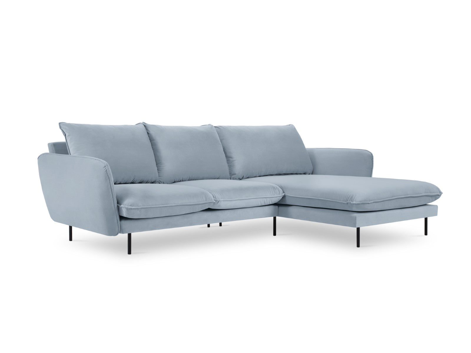 Cosmopolitan Design rechter hoekbank Vienna 5-zits, flueel, lichtblauw