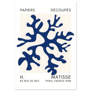 Artfulprints Poster Matisse – Dreamy coral flower navy blue II – 70×10 Artfulprints Poster Matisse – Dreamy coral flower navy blue II – 70×10