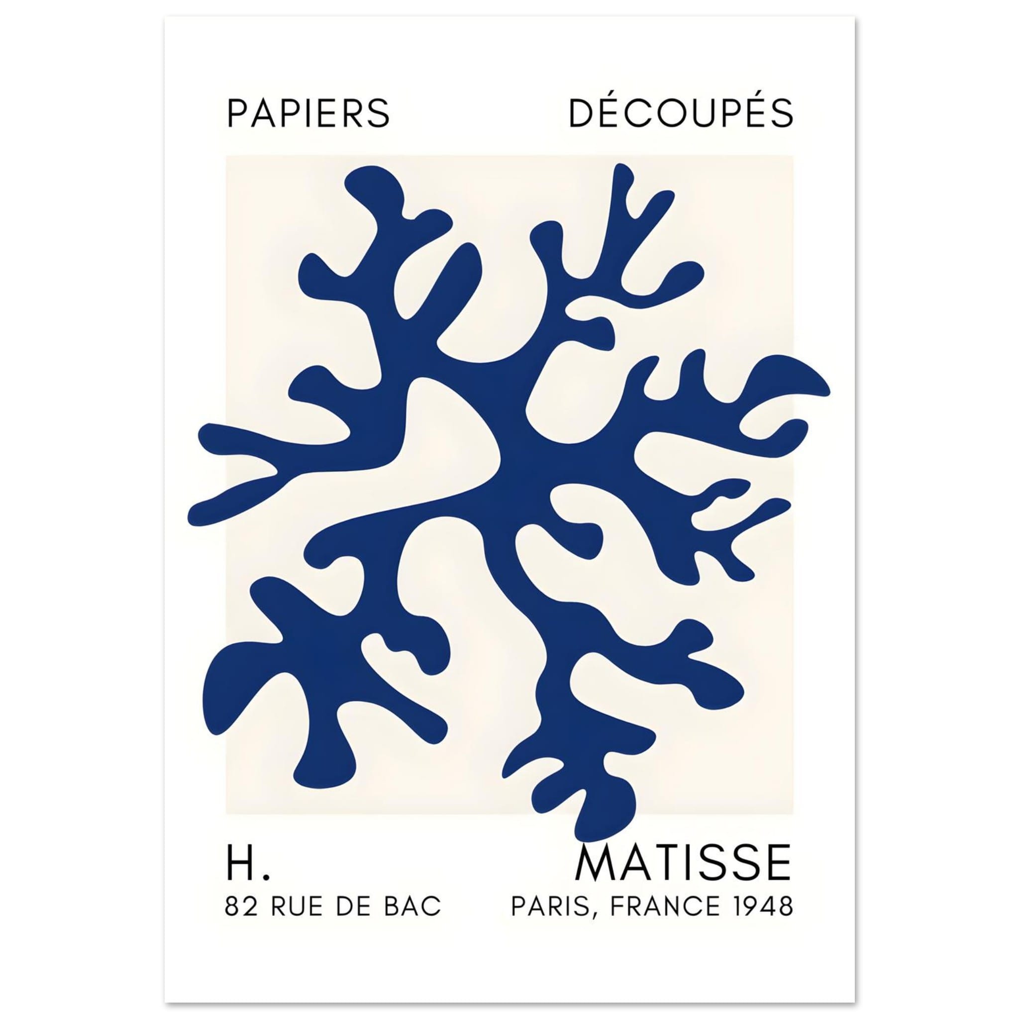 Artfulprints Poster Matisse – Dreamy coral flower navy blue II - 70x10