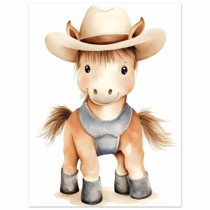 Artfulprints Poster Boerderij pony – 30×40 cm – Bruin