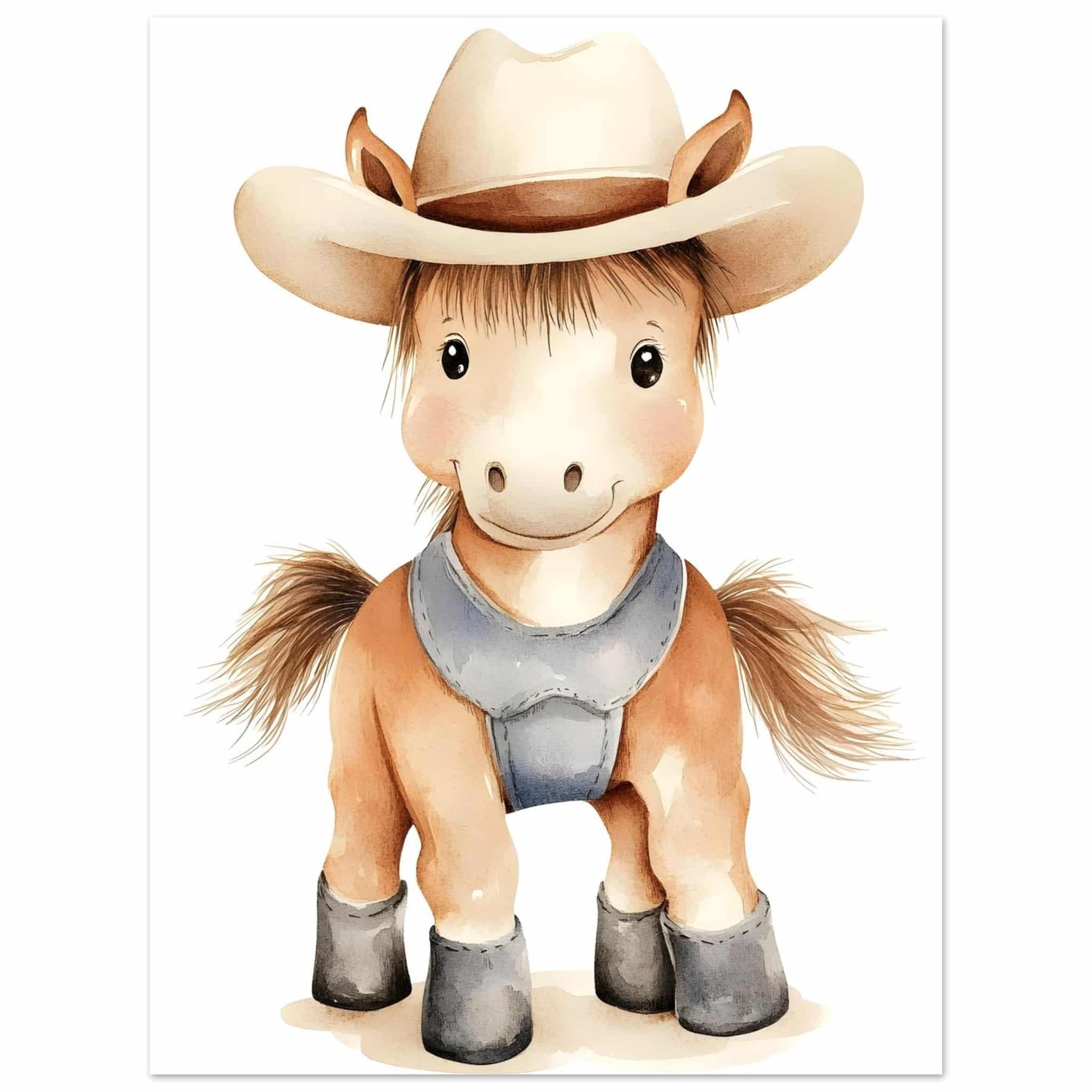 Artfulprints Poster Boerderij pony - 30x40 cm - Bruin