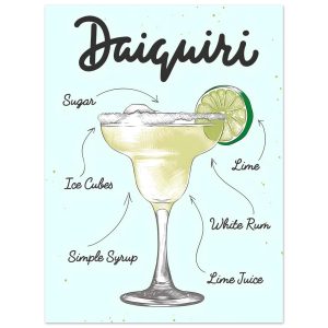 Artfulprints Daiquiri cocktail – Illustratie poster 30×40 cm Artfulprints Daiquiri cocktail – Illustratie poster 30×40 cm