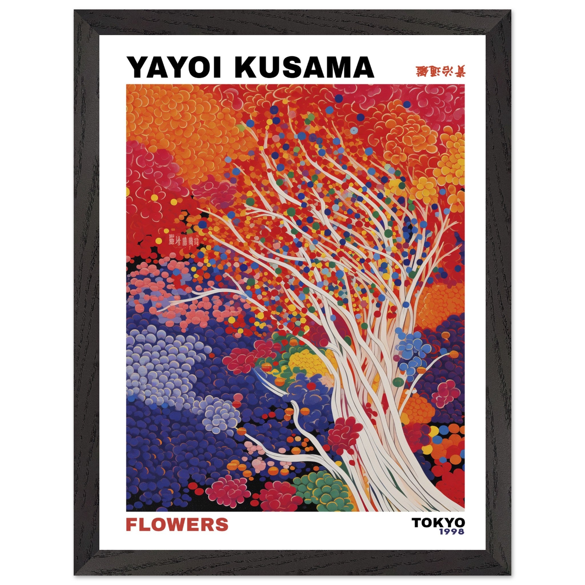 Artfulprints Poster met Lijst Yayoi Kusama - Artistic tree - 30x40 cm