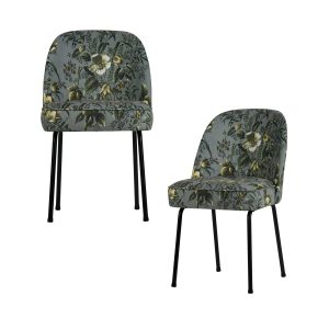 WOOOD eetkamerstoelen Vogue- Fluweel – Poppy Grijs – Set van 2