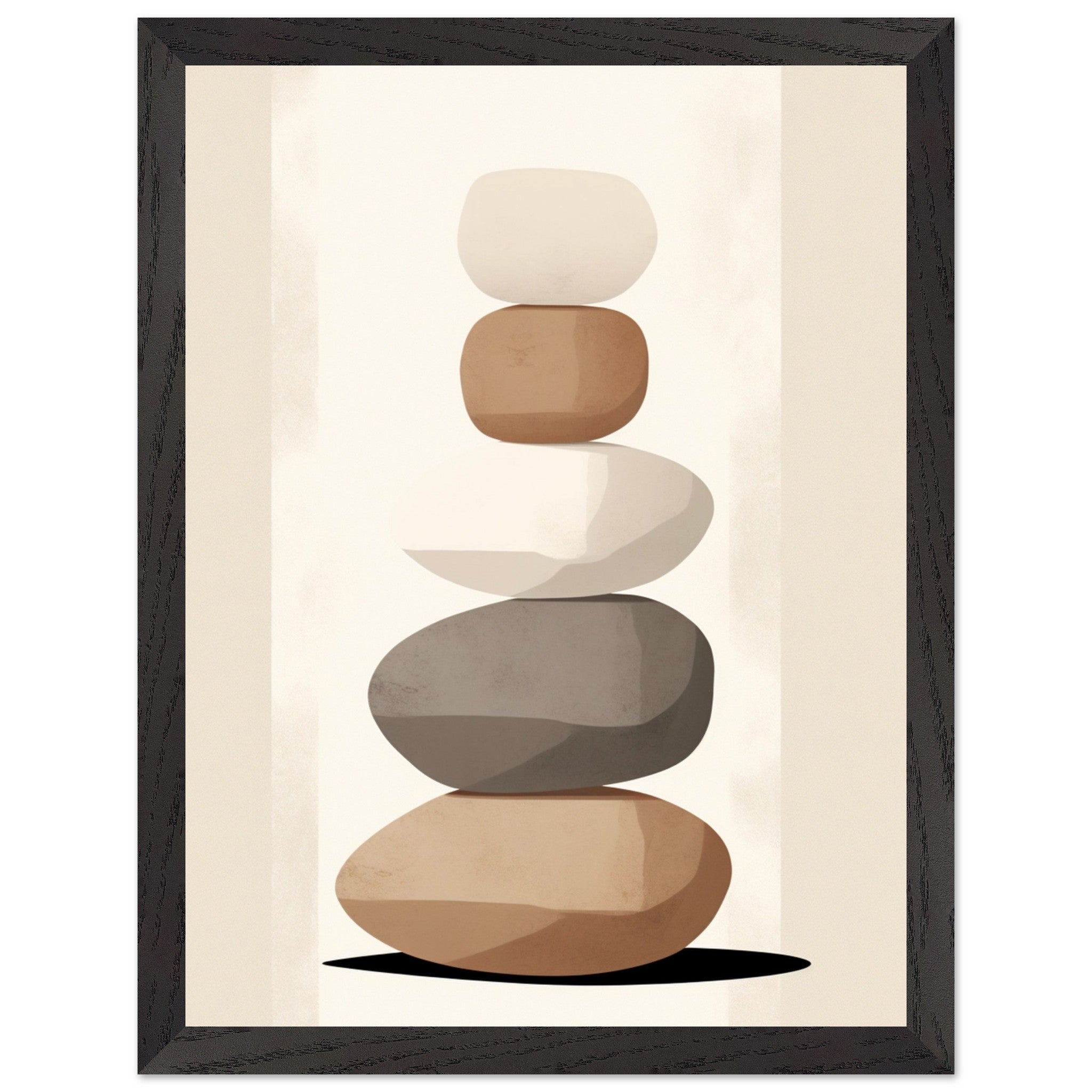 Artfulprints Poster met Lijst Stacked stones - 30x40 cm - Taupe