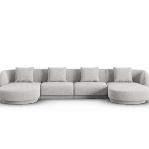 Cosmopolitan Design Panoramische bank Tulum 5-zits, chenille, lichtgri Cosmopolitan Design Panoramische bank Tulum 5-zits, chenille, lichtgri
