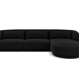 Cosmopolitan Design rechter hoekbank Tulum 4-zits, flueel, zwart – 156 Cosmopolitan Design rechter hoekbank Tulum 4-zits, flueel, zwart – 156