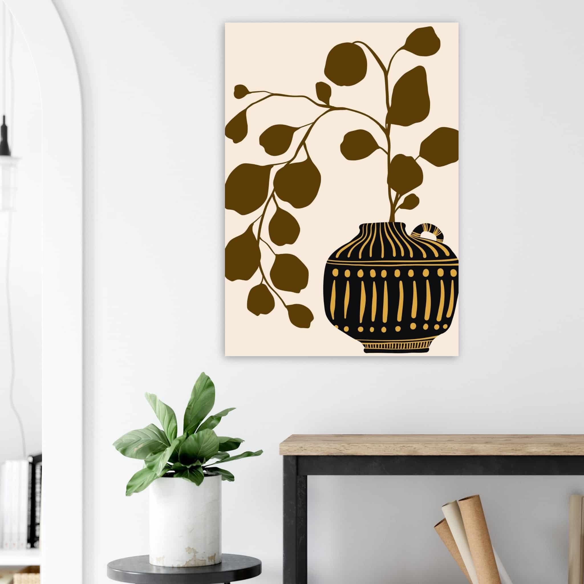Artfulprints Poster Boho – Golden vase - 70x100 cm - Bruin