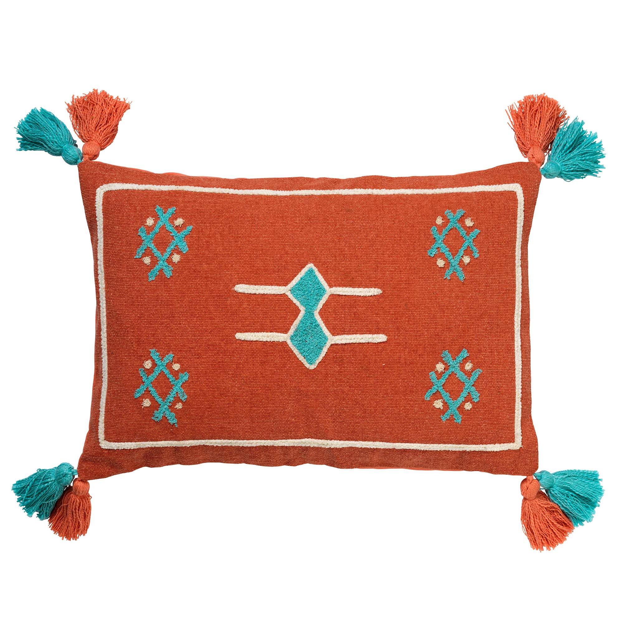 ZINA - kussenhoes 40x60 cm - katoen - met flosjes - Lobster Bisque - r