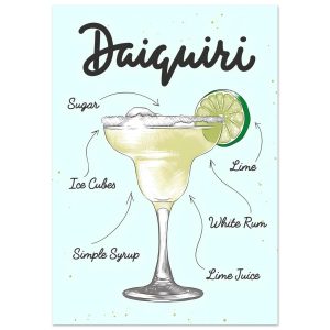 Artfulprints Daiquiri cocktail – Illustratie poster A4 21×29.7 cm Artfulprints Daiquiri cocktail – Illustratie poster A4 21×29.7 cm